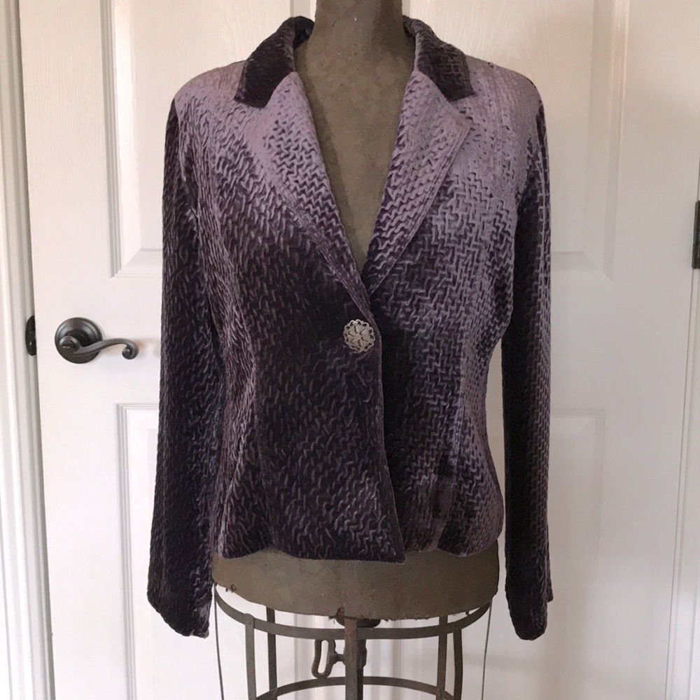 Chico’s Size 1 Purple Velvet Jacket